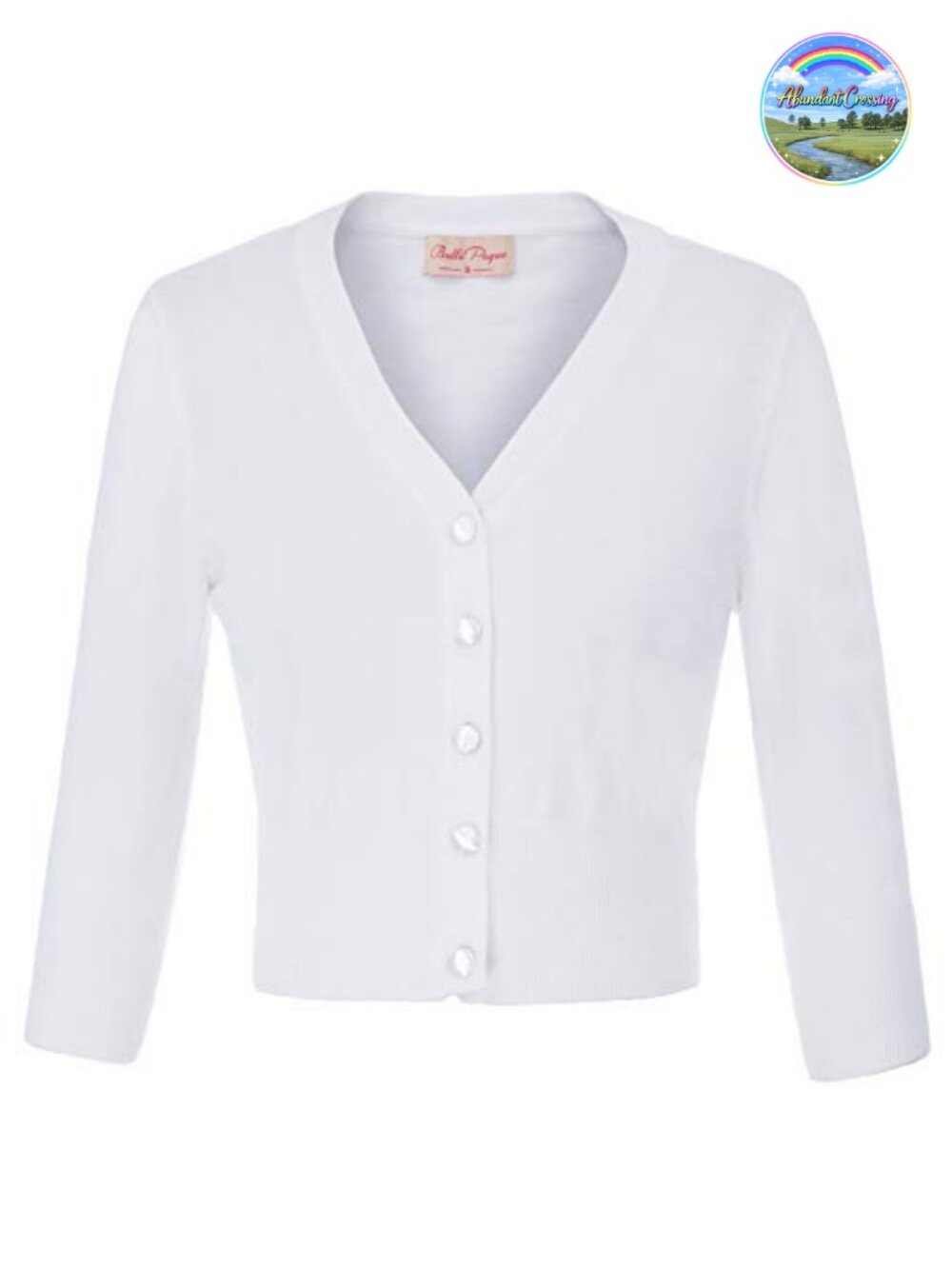 Cropped Cardigan Shrug 3/4 Sleeve Button Down Sweater